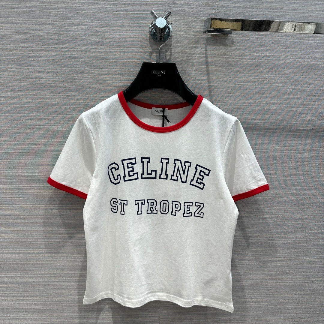 セリーヌ CELINE ST TROPEZ コットン Tシャツ スーパーコピー クルーネック 半袖