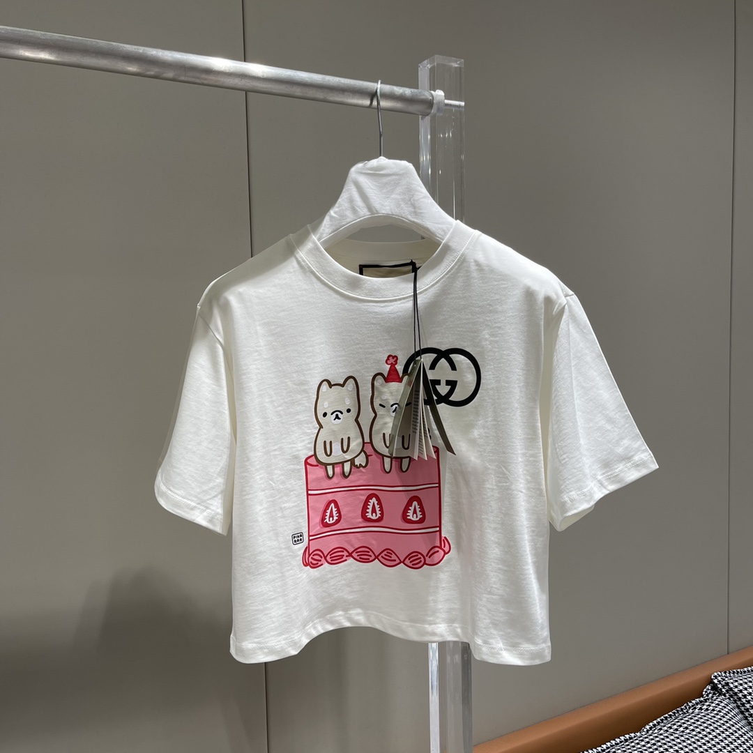 Sorority Gucci Fraternity プリント コットン T シャツ グッチ Tシャツ コピー クロップド