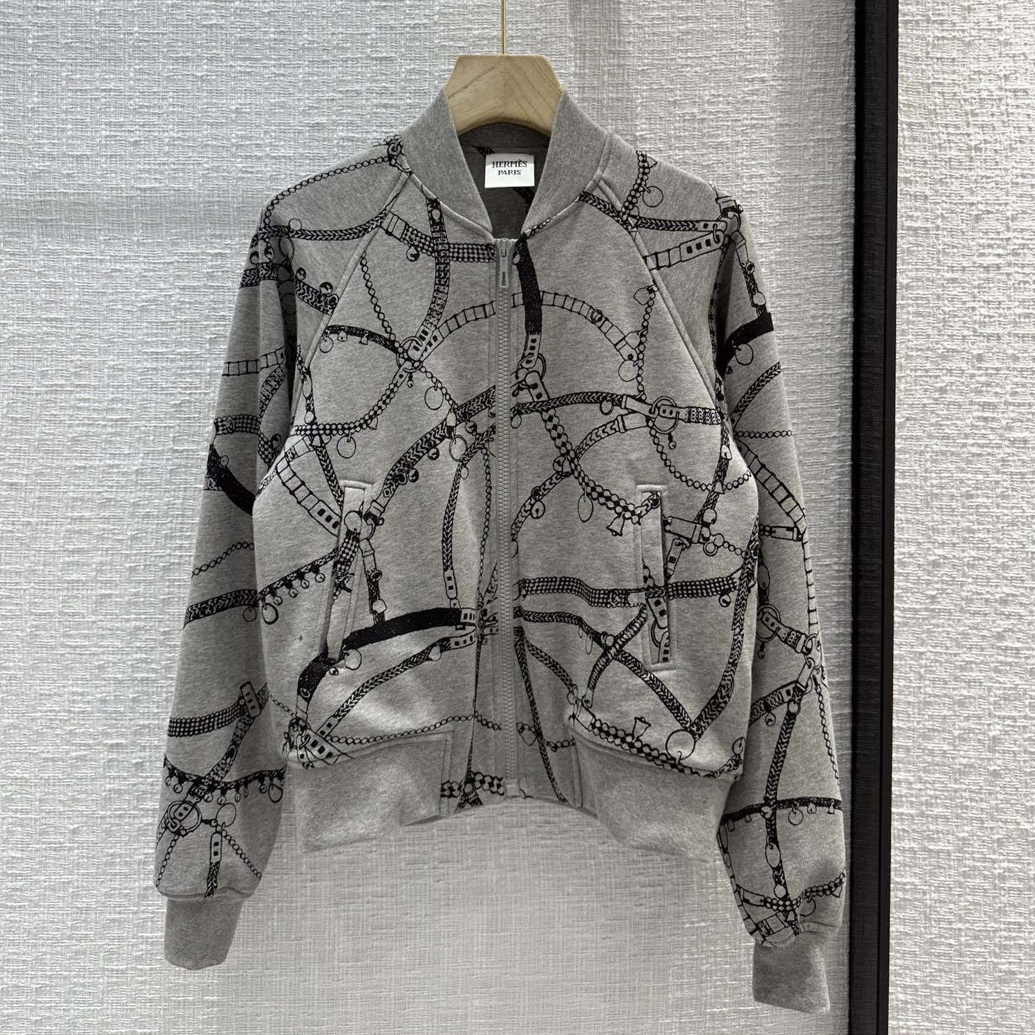 カジュアル チェーンプリント ボンバージャケット エルメス ジャケット コピー レディース