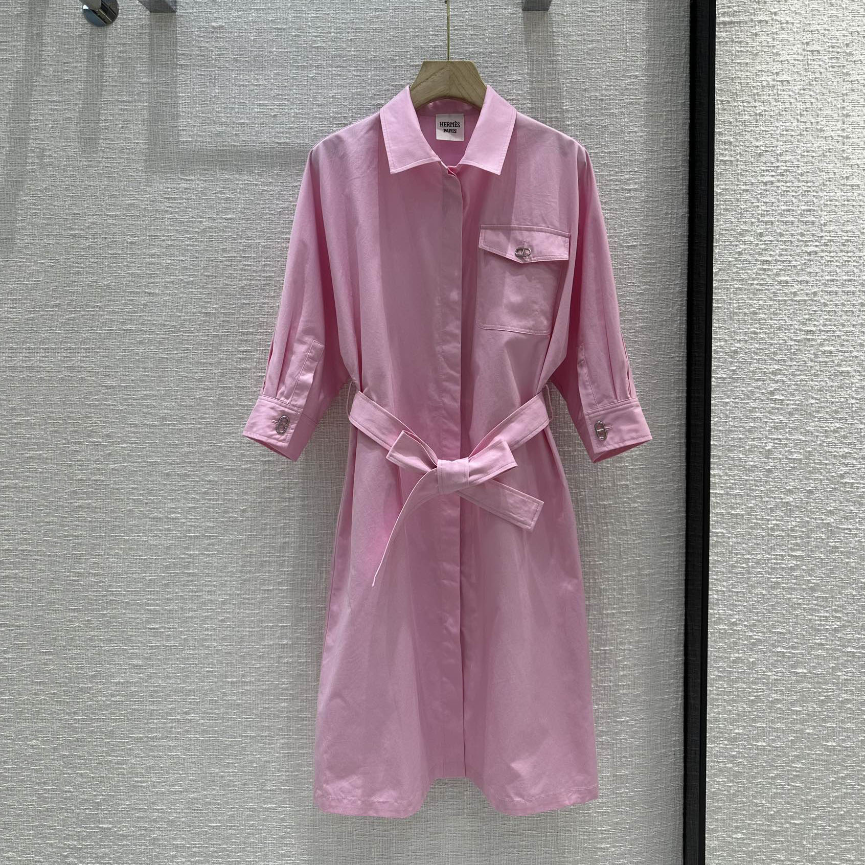 23SS◆シンプルお洒落♪無地 シャツワンピース エルメス ワンピース コピー レディース ピンク