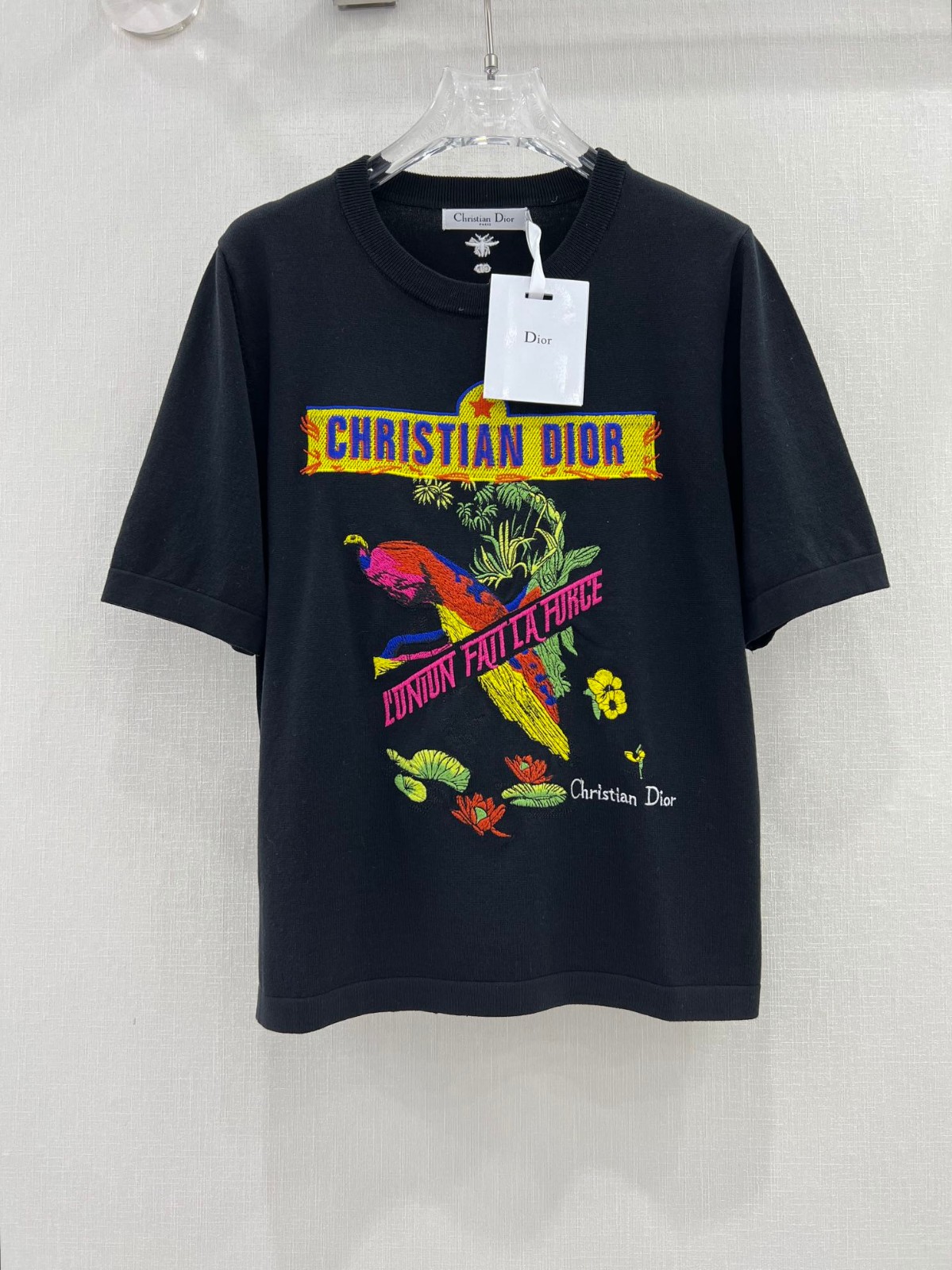 クリスチャン・ディオール Tシャツ コピー Indian Animal Peacock テンセル ジャージー 半袖Tシャツ 