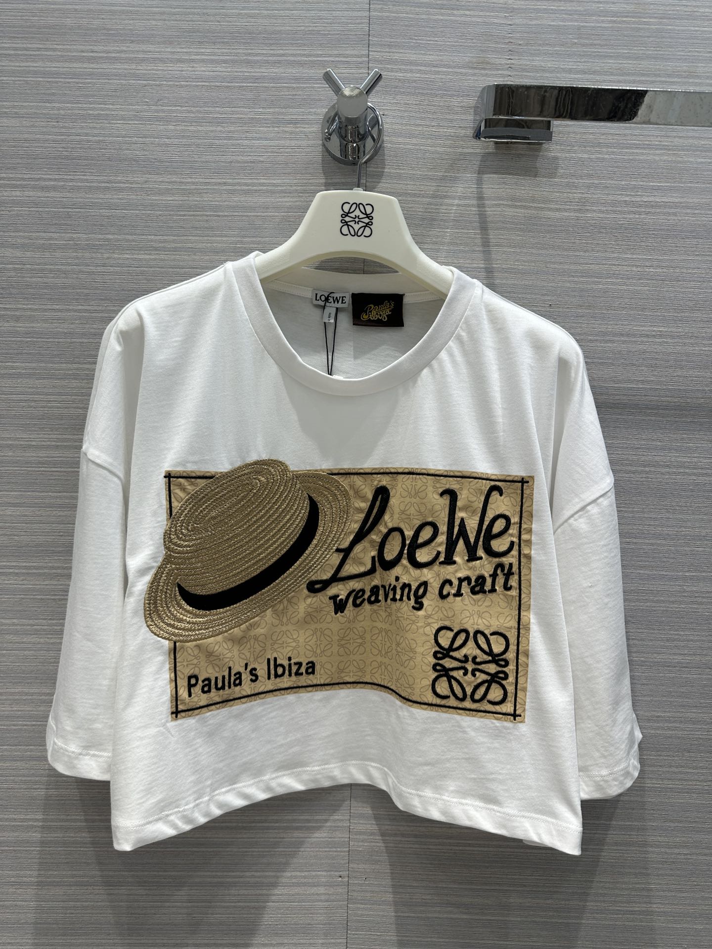 ロエベ ハット コットンTシャツ ロエベ Tシャツ コピー レディース クロップド丈