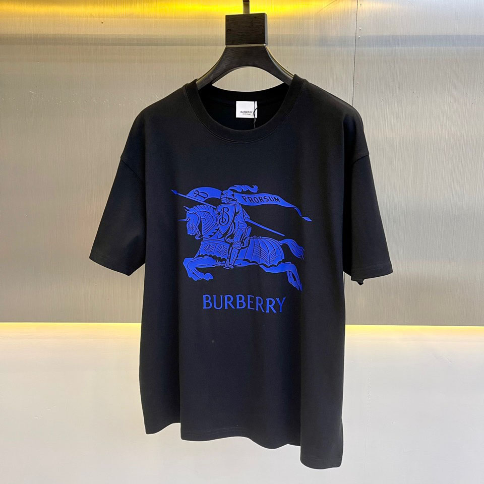 ベーシック 着回し ロゴ クルーネック バーバリー Tシャツ コピー メンズ 半袖 トップス ブラック