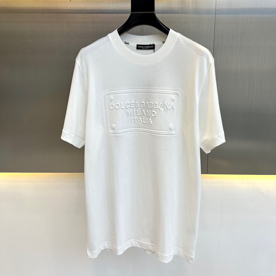 エンボスロゴ カジュアル 合わせやすい ドルチェ&ガッバーナ Tシャツ コピー ホワイト