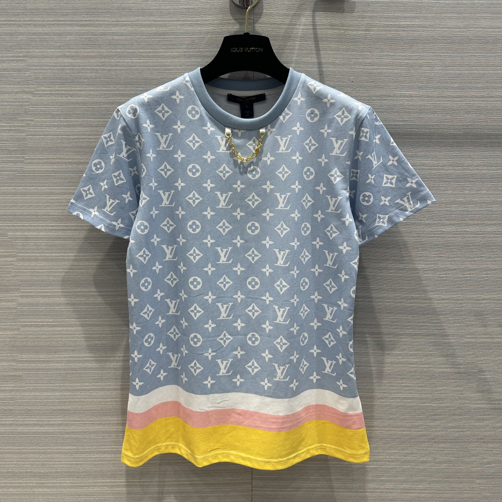 ストライプアクセントモノグラムTシャツ ルイ・ヴィトン Tシャツ コピー 半袖 