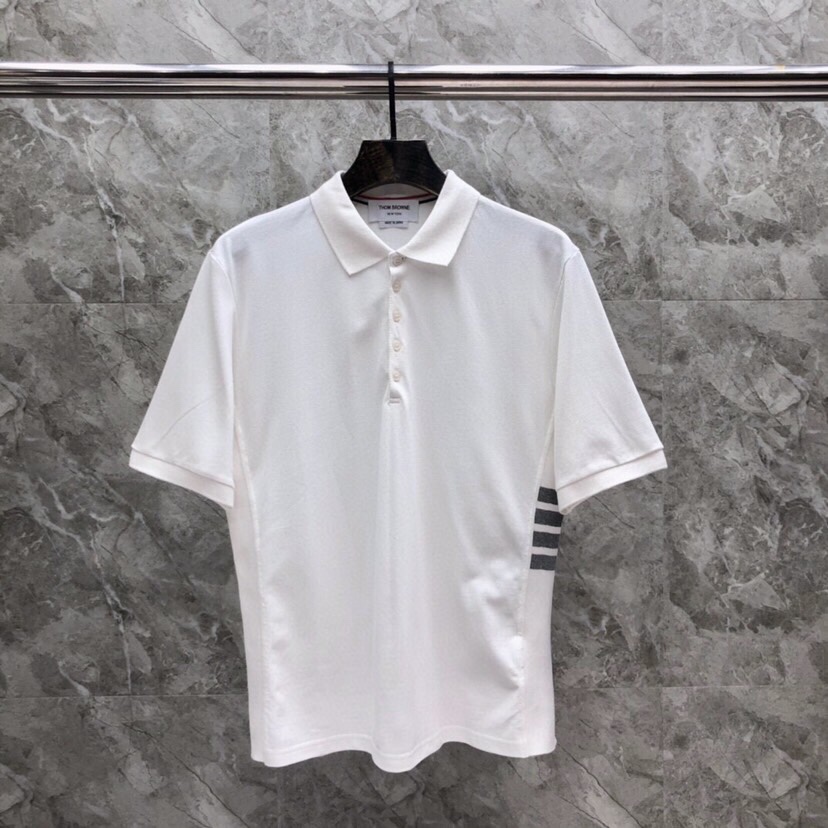 洗練された おしゃれ トムブラウン Tシャツ コピー 半袖 ポロシャツ ホワイト