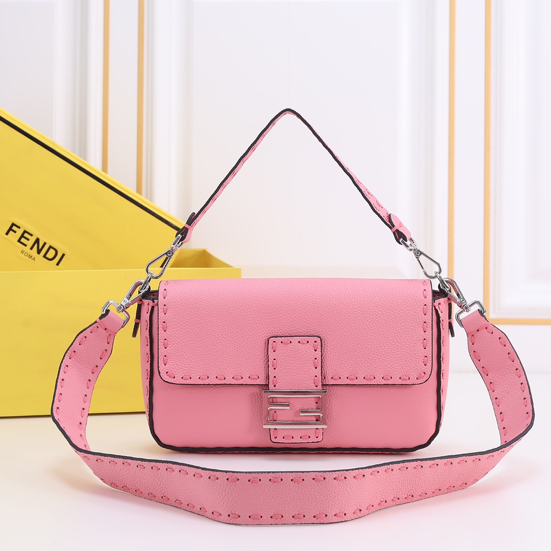 定番 人気 FENDI フェンディ ハンドステッチ ミディアム バゲットバッグ コピー ピンク