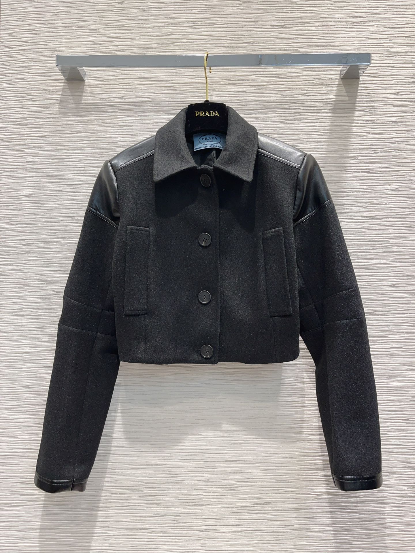 23秋冬新作 上品 おしゃれ ウールxレザー コート プラダ ジャケット コピー レディース