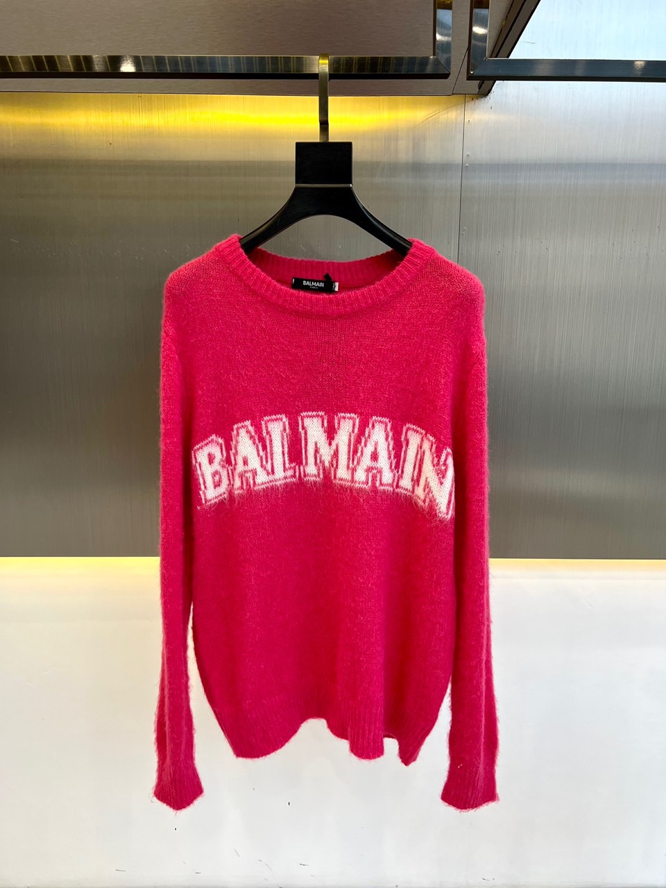人気 ロゴ 合わせやすい バルマン セーター コピー ウールブレンド ピンク