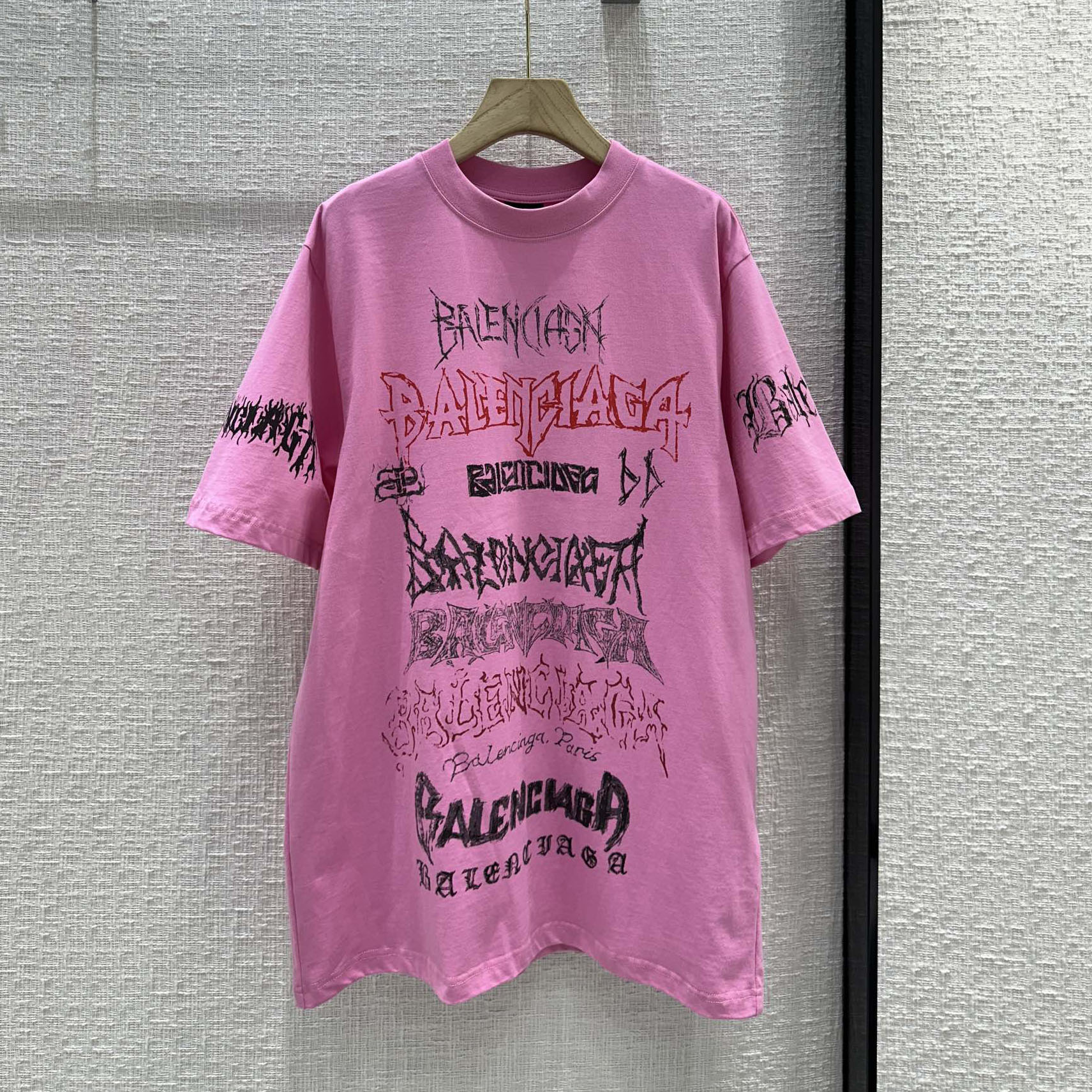 人気 オーバーサイズ 半袖Tシャツ バレンシアガ Tシャツ 偽物 ユニセックス ピンク