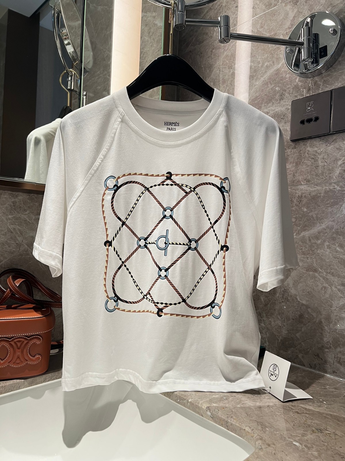 プリント コットン 半袖Tシャツ エルメス Tシャツ コピー ホワイト