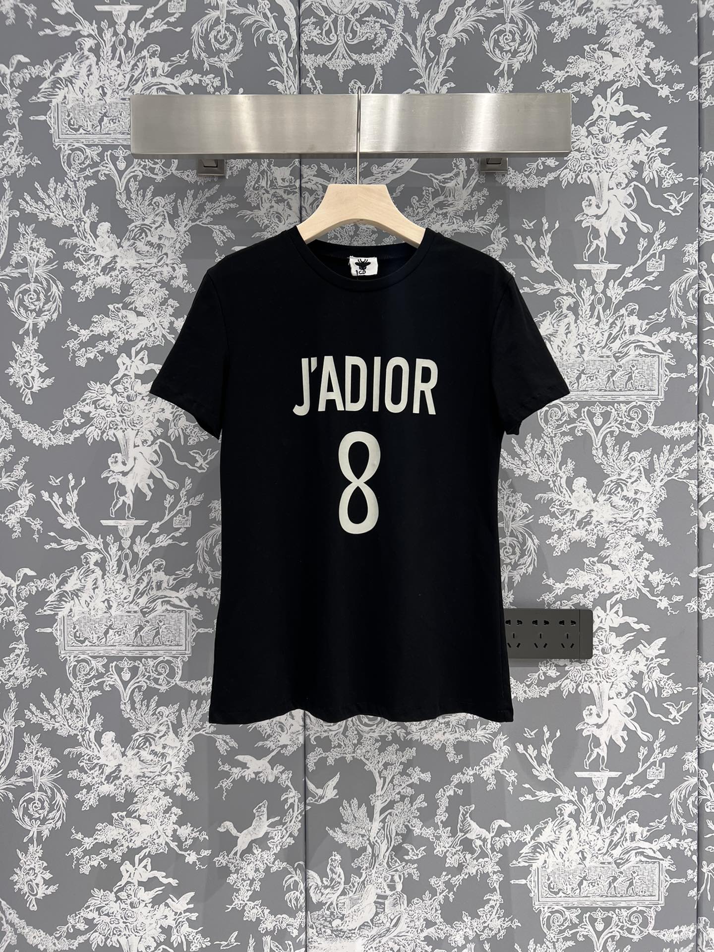 コットン & リネン J'Adior 8 半袖Tシャツ クリスチャン・ディオール Tシャツ コピー ブラック
