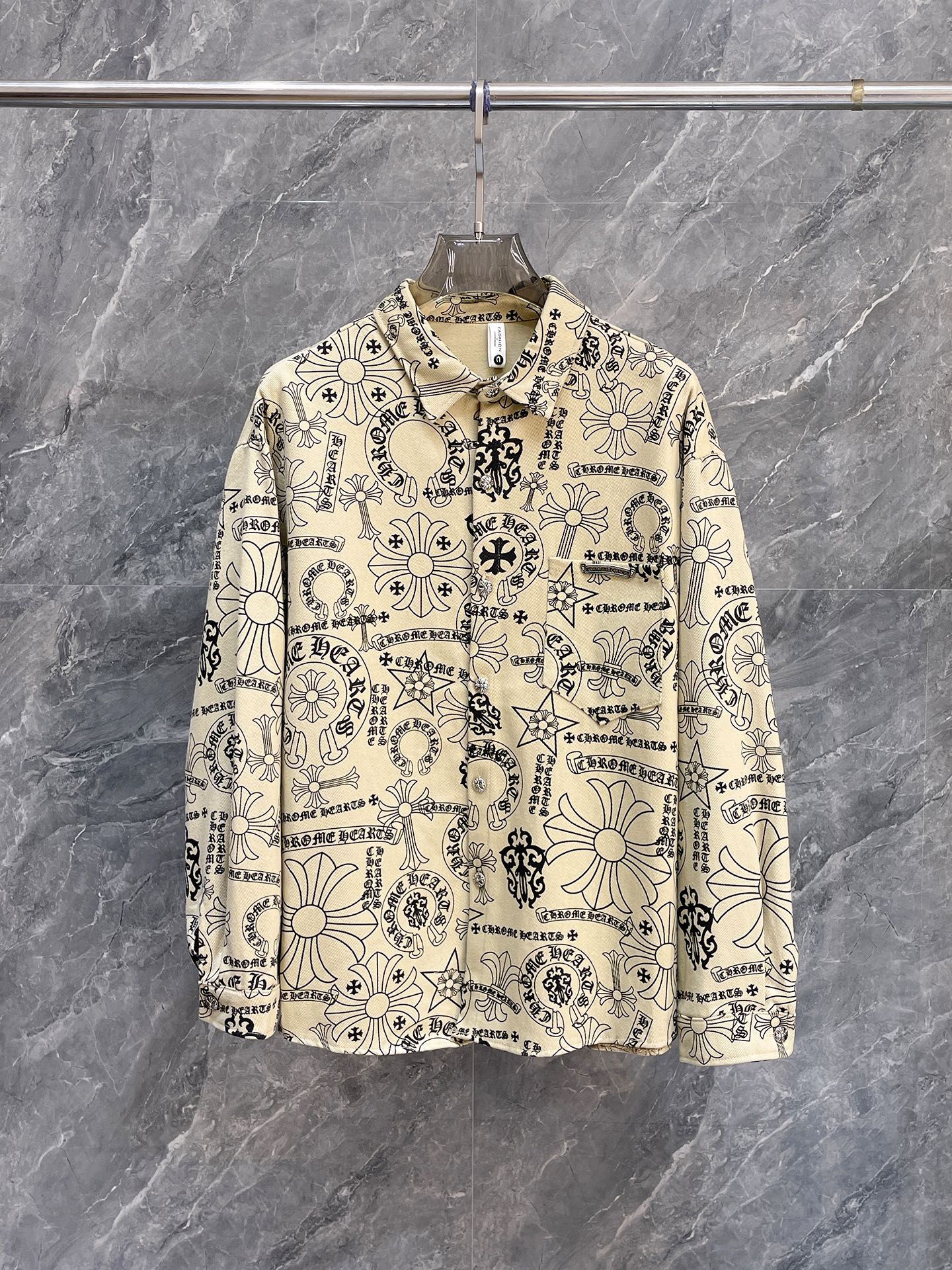 クロムハーツ ジャケット コピー プリント 総柄 おしゃれ シャツブルゾン 
