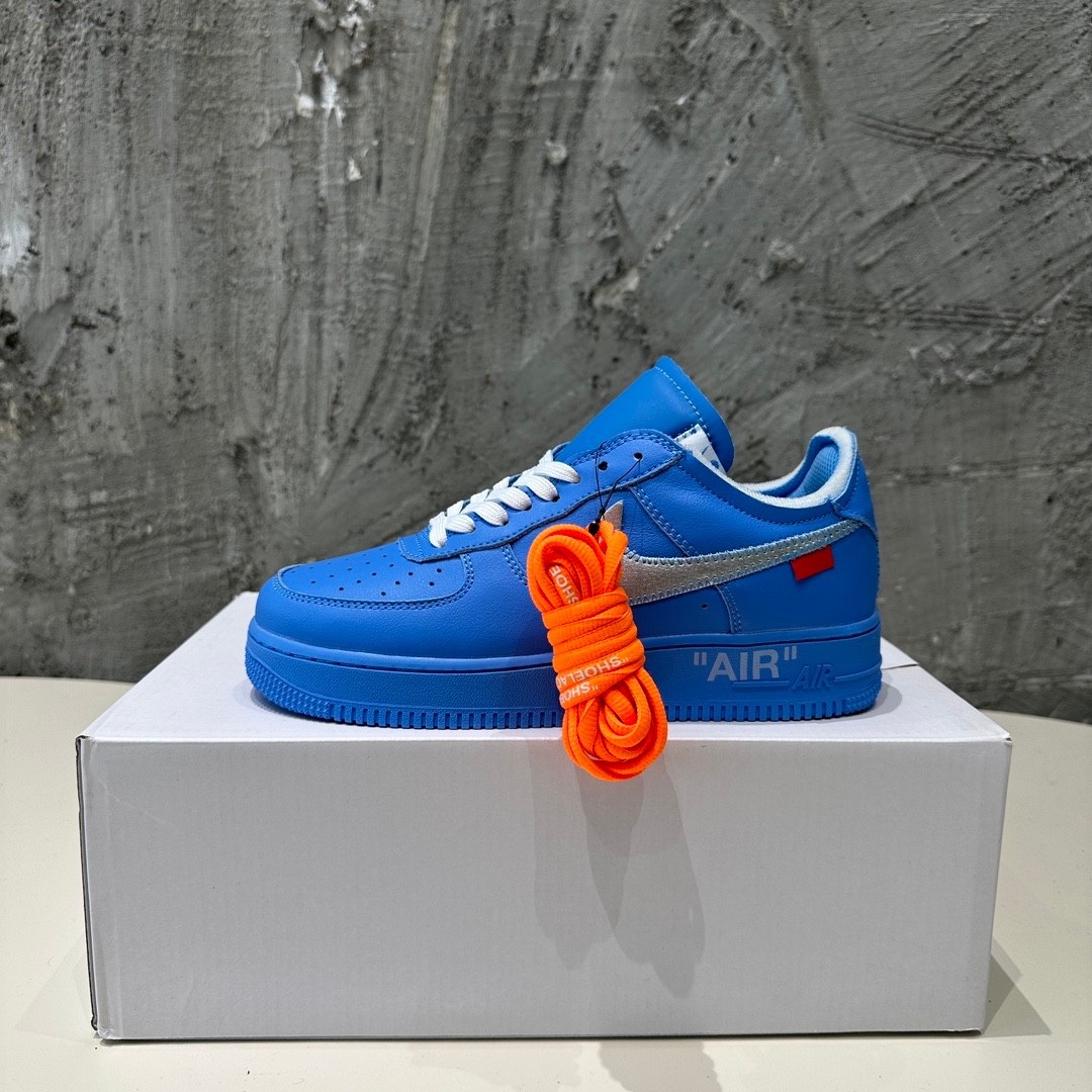 大人気 OFF-WHITE X Air Force 1 オフホワイト スニーカー コピー ブルー