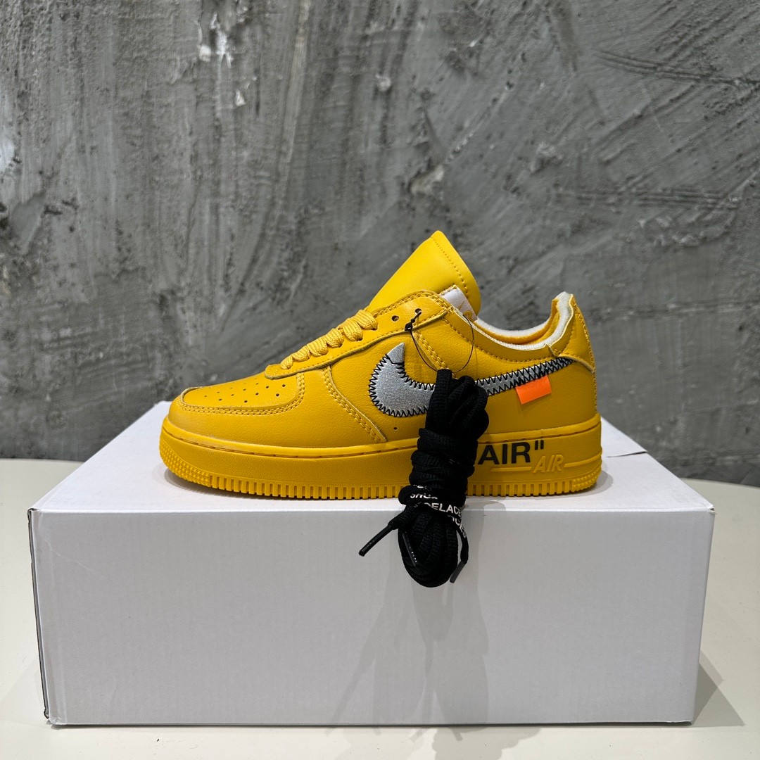 大人気 OFF-WHITE X Air Force 1 オフホワイト スニーカー コピー イエロー