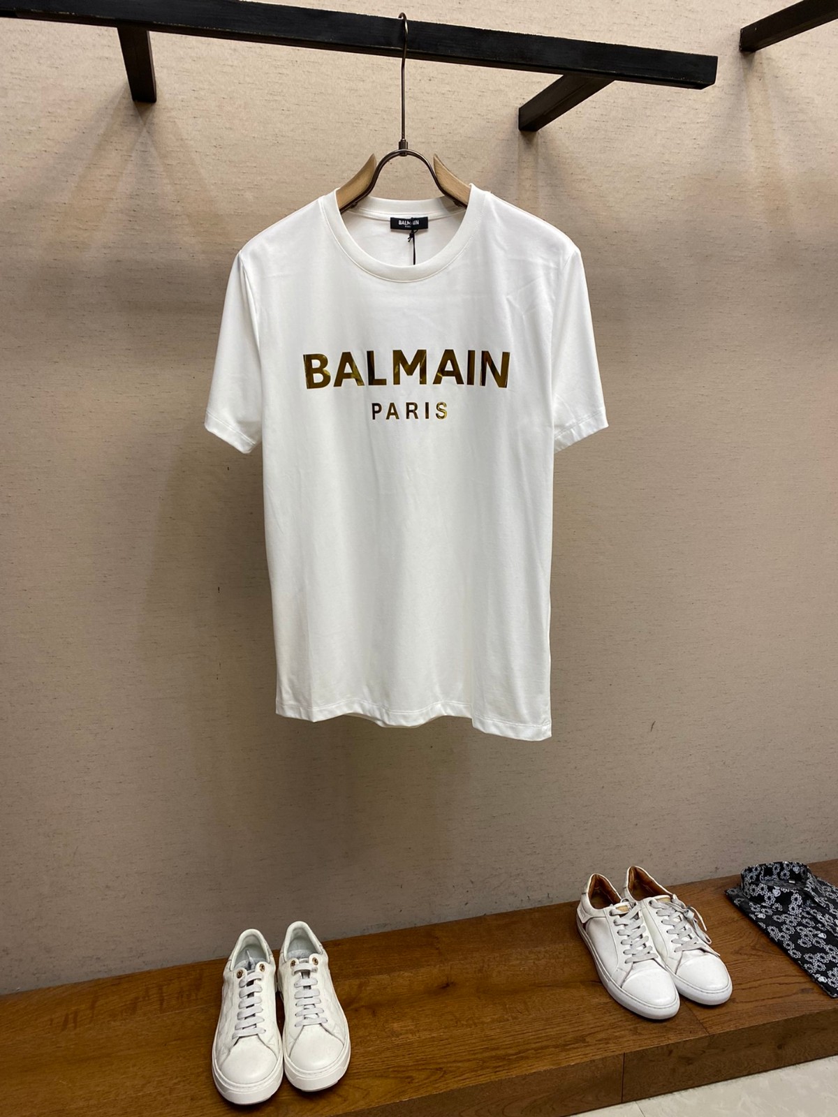 シンプル バルマン Tシャツ コピー ロゴ入り クルーネック 半袖Tシャツ ホワイト