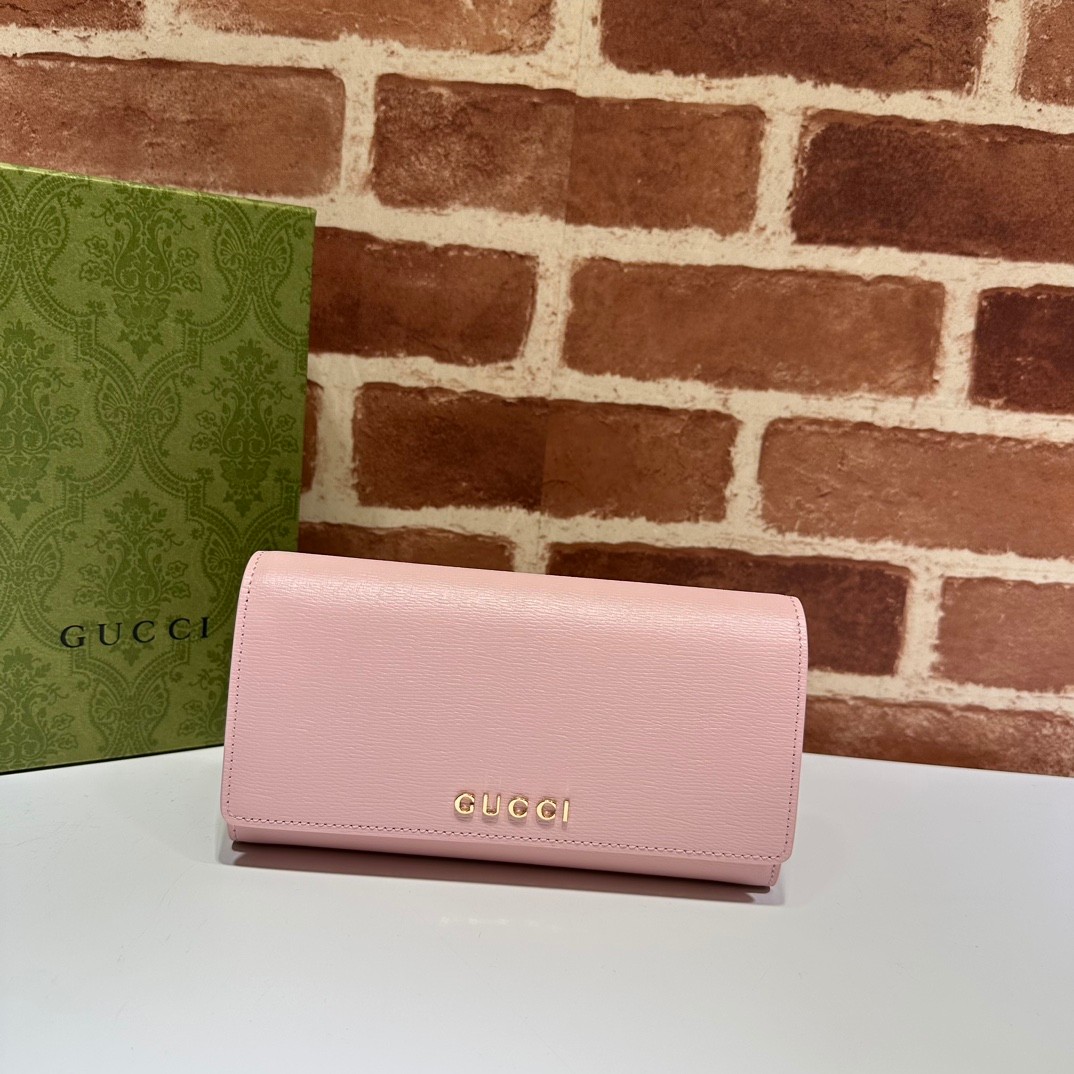 ロゴ入り コンチネンタルウォレット グッチ 財布 コピー 772638 ピンク