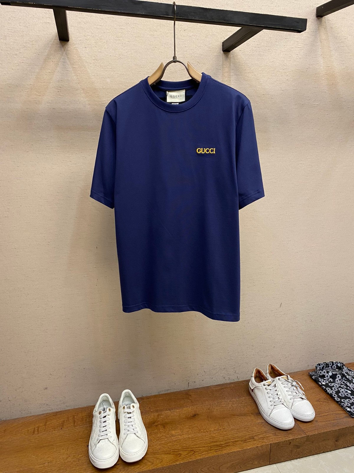 シンプル カジュアル コットン 半袖Tシャツ グッチ Tシャツ コピー ブルー