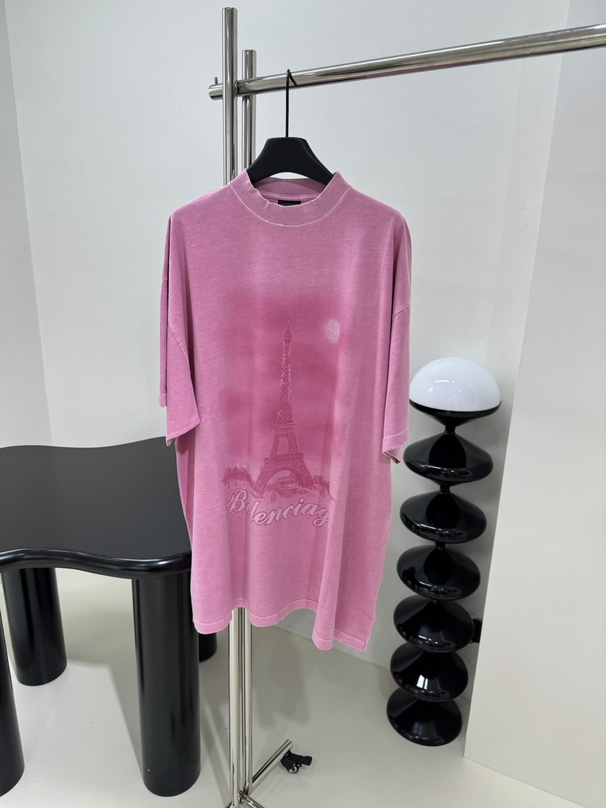 PARIS MOON 半袖Tシャツ オーバーサイズ バレンシアガ Tシャツ コピー ピンク