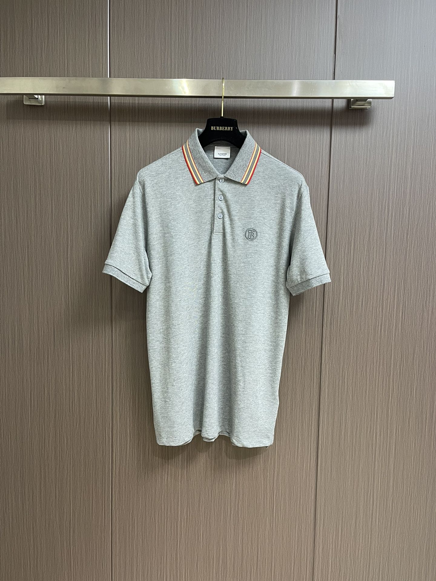 クラシック カジュアル コットンピケ ポロシャツ バーバリー 半袖Tシャツ コピー グレー