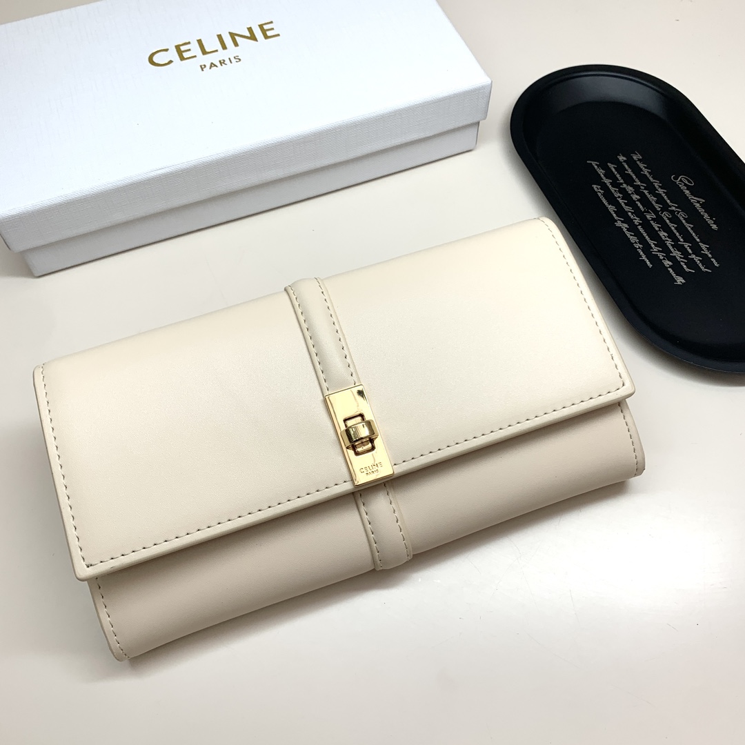 ラージウォレット 16 セーズ セリーヌ 財布 コピー 長財布 ホワイト