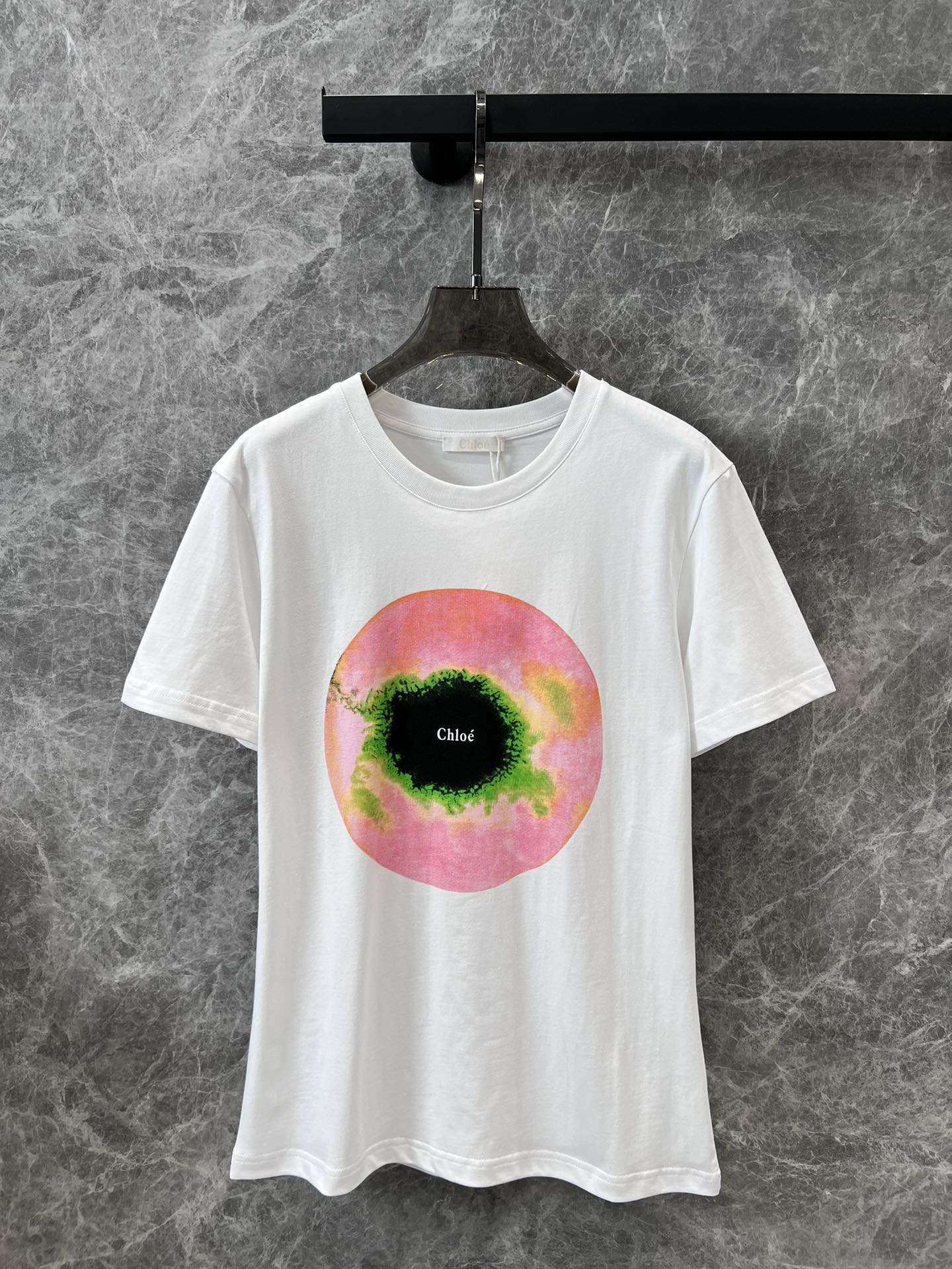 クロエ Tシャツ コピー 24SS 春夏 プリント 半袖Tシャツ クルーネック