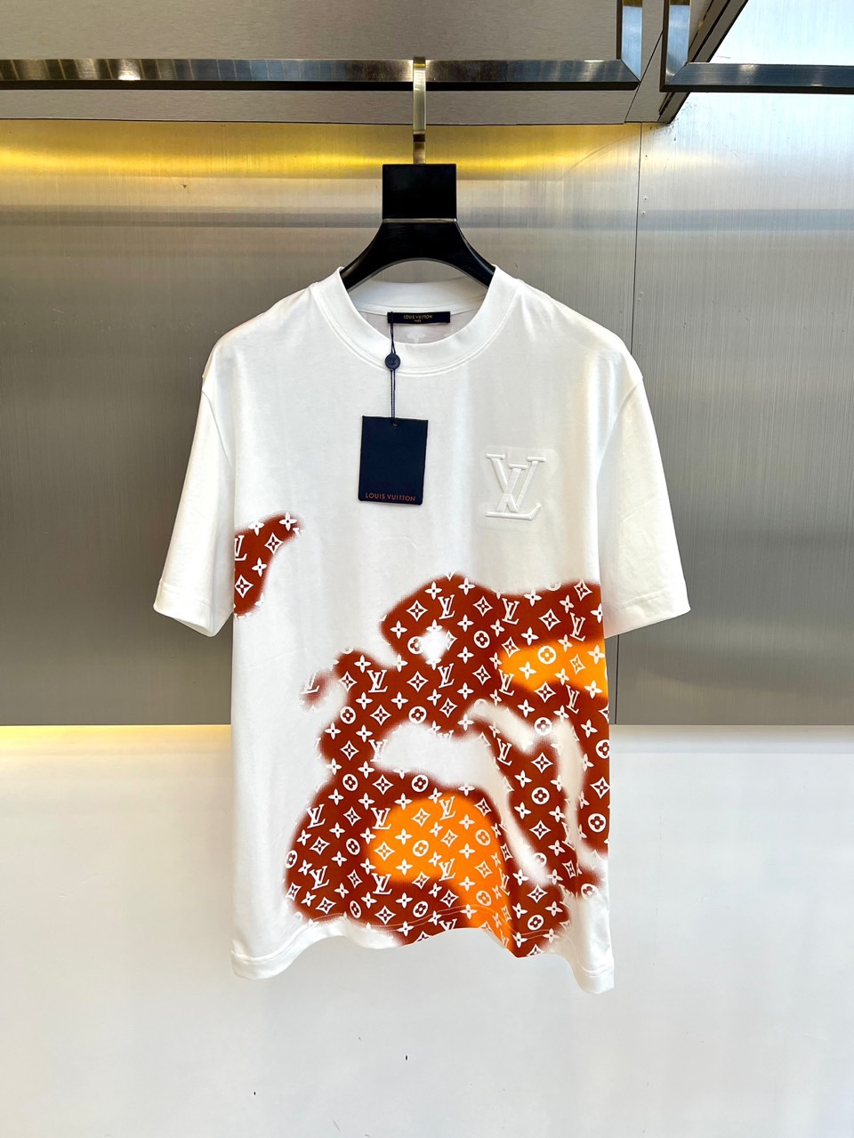 おしゃれ プリント クルーネック ルイ・ヴィトン 半袖Tシャツ コピー ホワイト