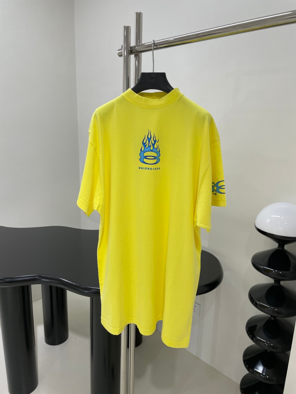カジュアル プリント オーバーサイズTシャツ バレンシアガ 半袖Tシャツ コピー イエロー