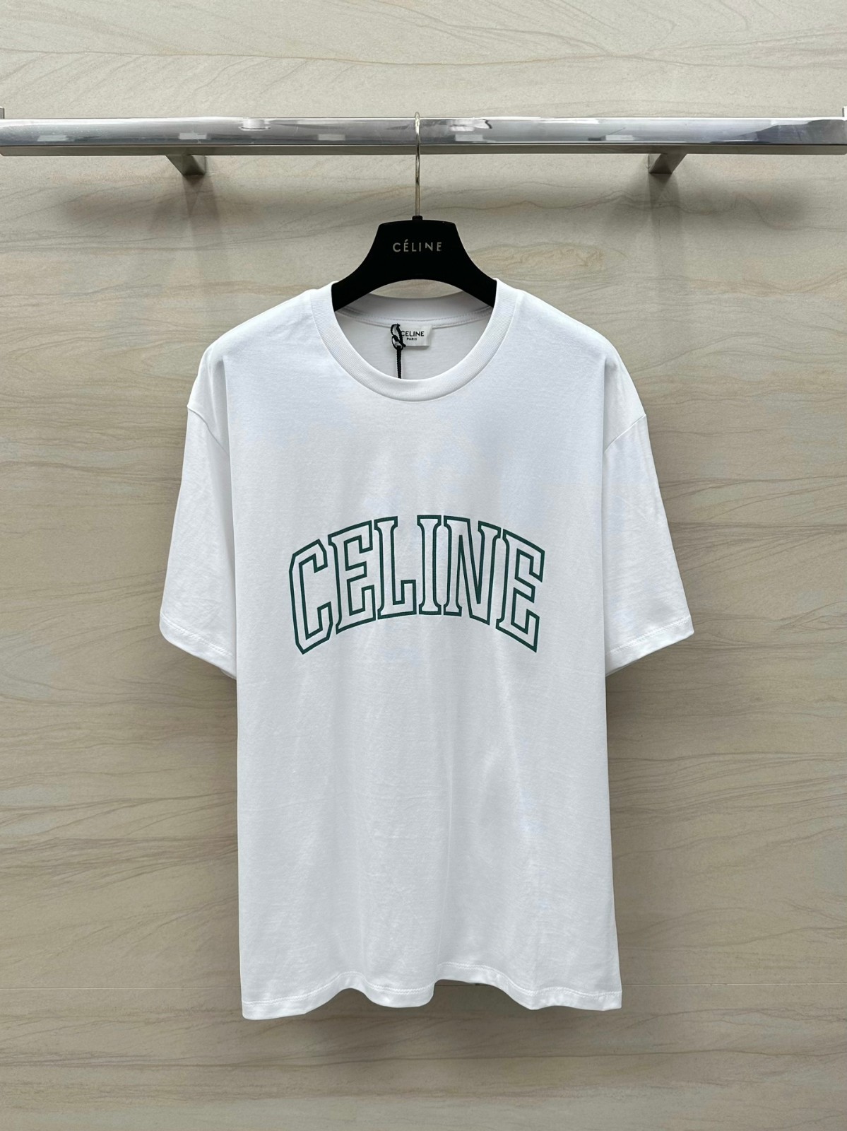 ベーシック ロゴ入り クルーネック セリーヌ 半袖Tシャツ コピー コットンTシャツ