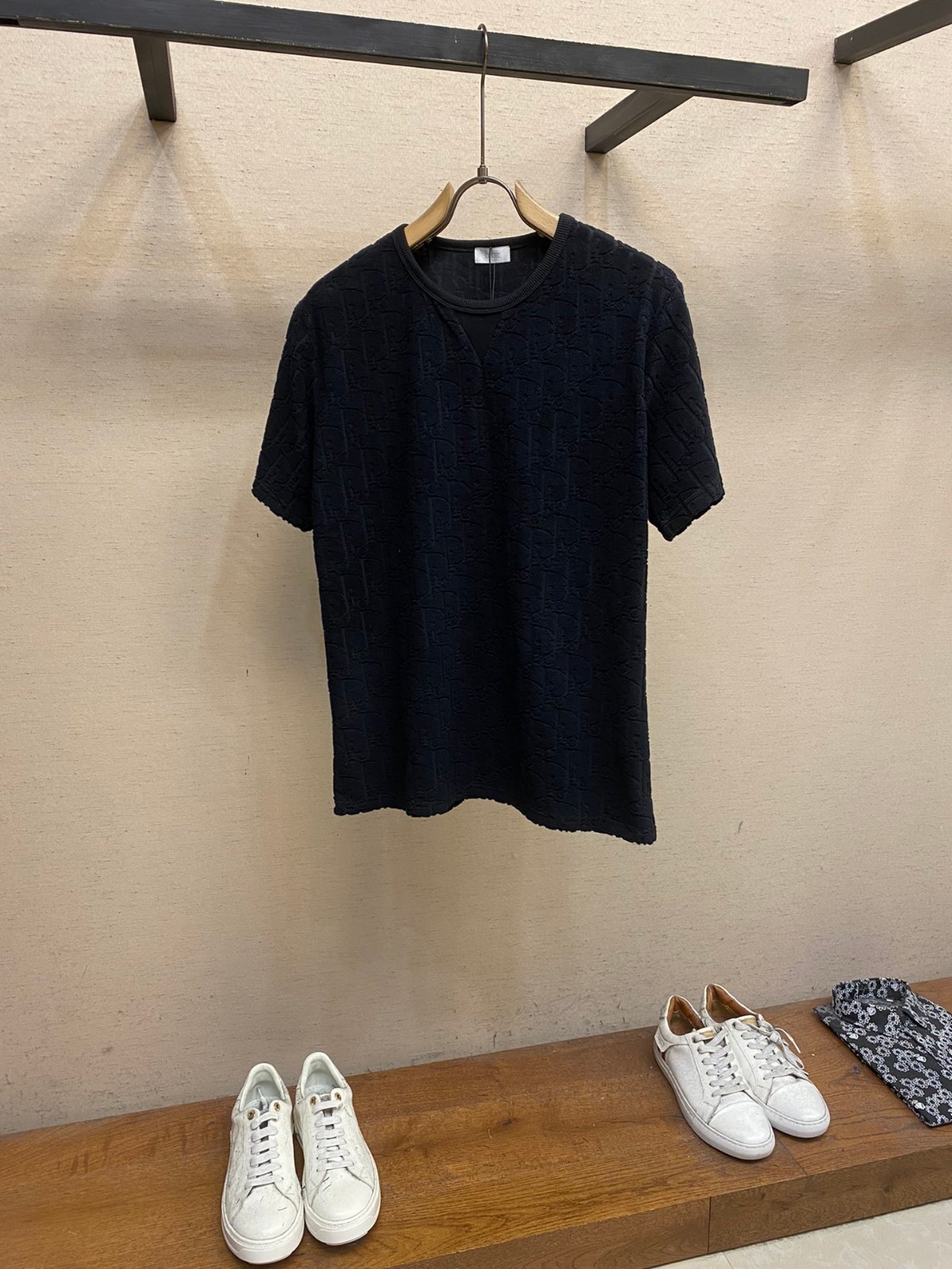 人気 ロゴ ディオール オブリーク Tシャツ クリスチャン・ディオール 半袖Tシャツ コピー ブラック