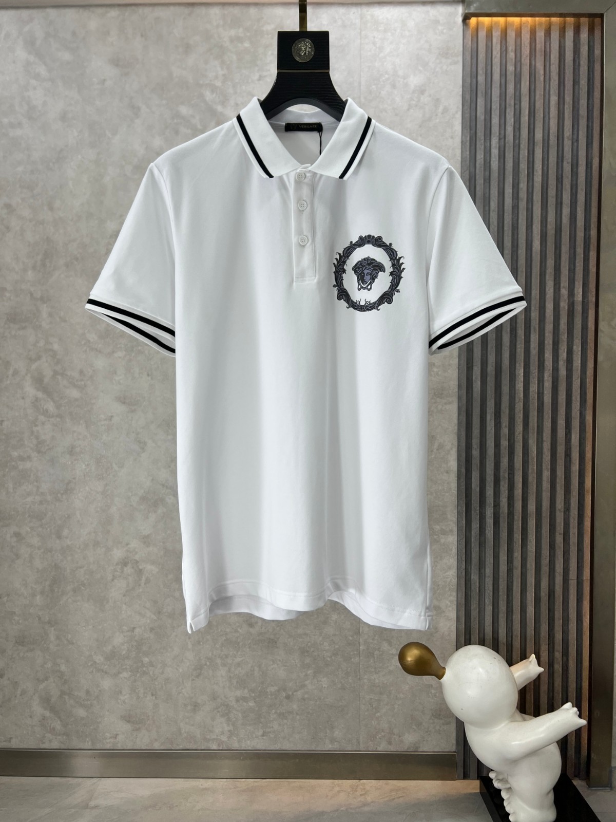 ヴェルサーチェ Tシャツ スーパーコピー コットンピケ ポロシャツ ホワイト