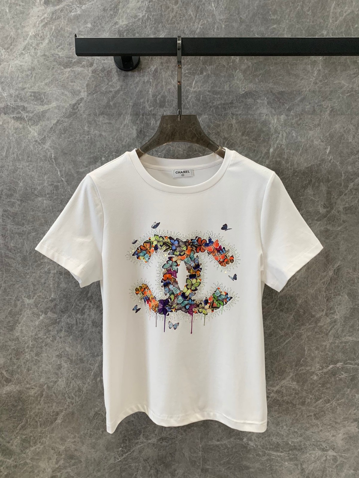 カジュアル クルーネック シャネル Tシャツ コピー ロゴ 半袖Tシャツ