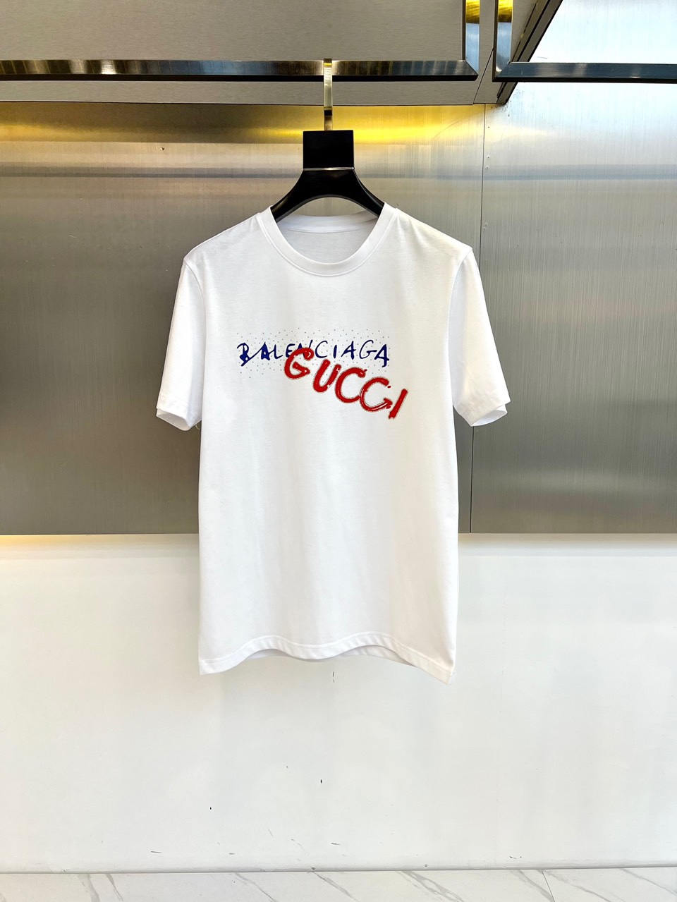 シルケットコットン ロゴ入り 半袖Tシャツ グッチ Tシャツ コピー ホワイト
