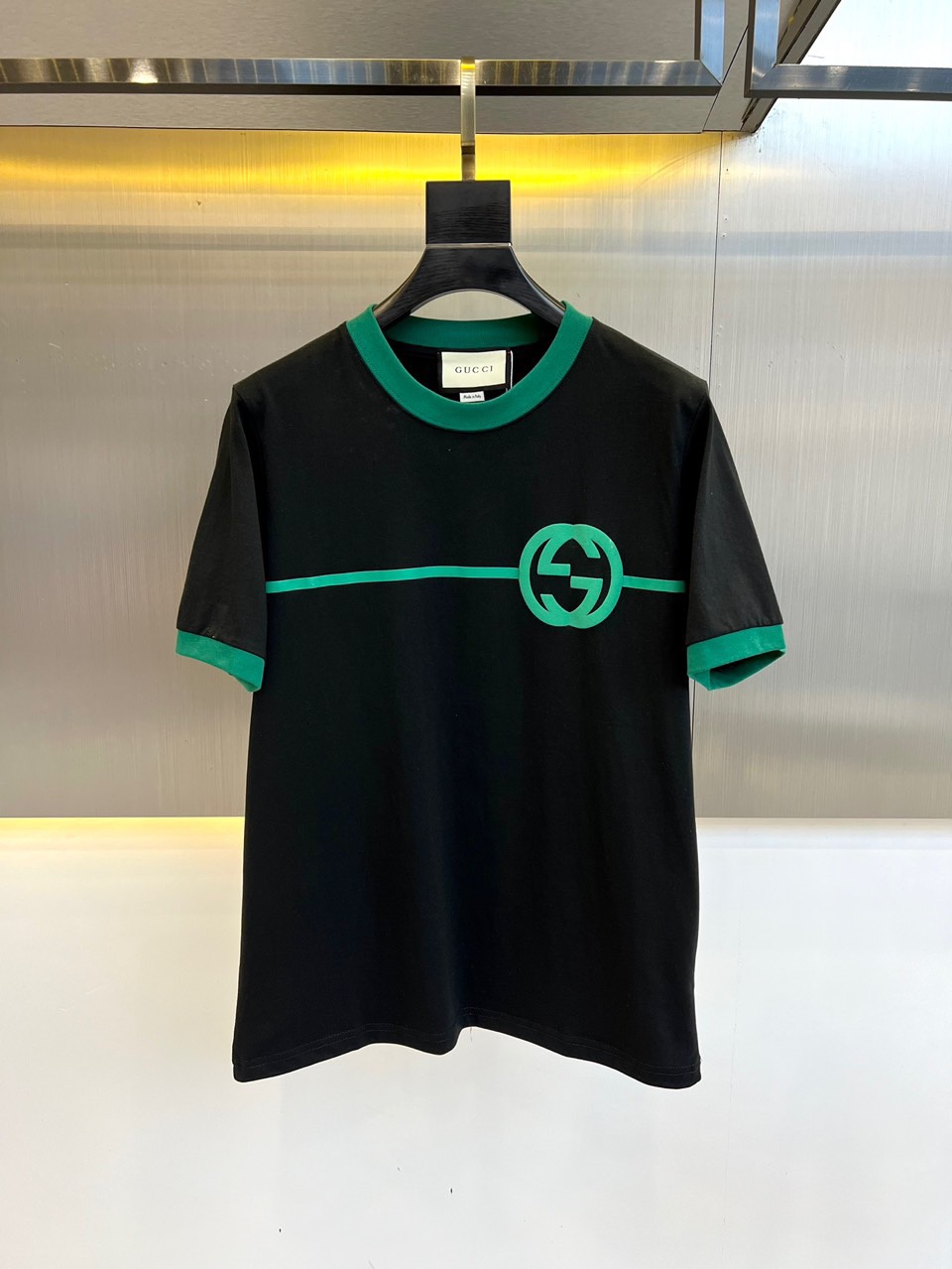 おしゃれ ロゴ クルーネック 半袖Tシャツ グッチ Tシャツ コピー ブラック