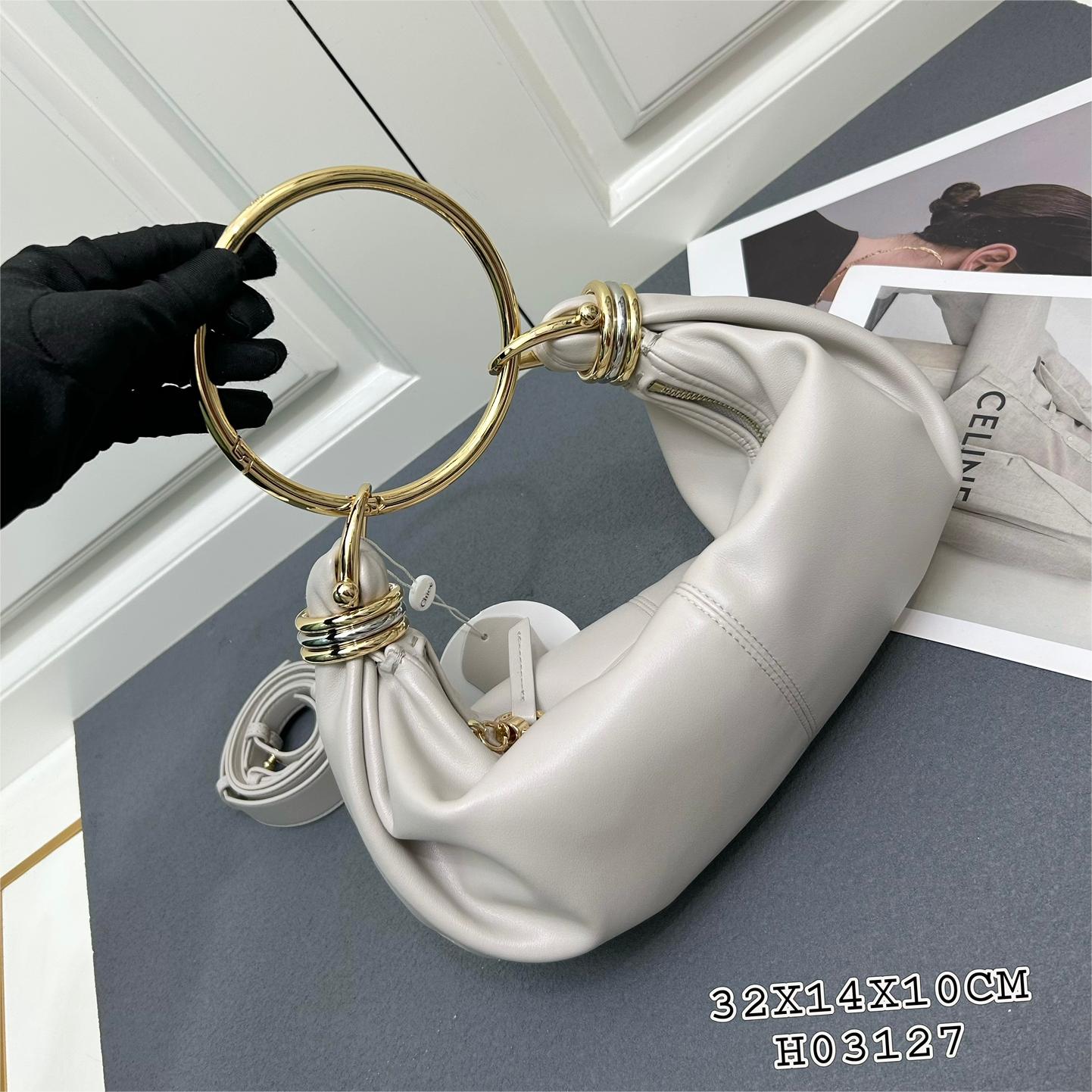 グレインレザー BRACELET スモール ホーボーバッグ クロエ バッグ コピー ホワイト