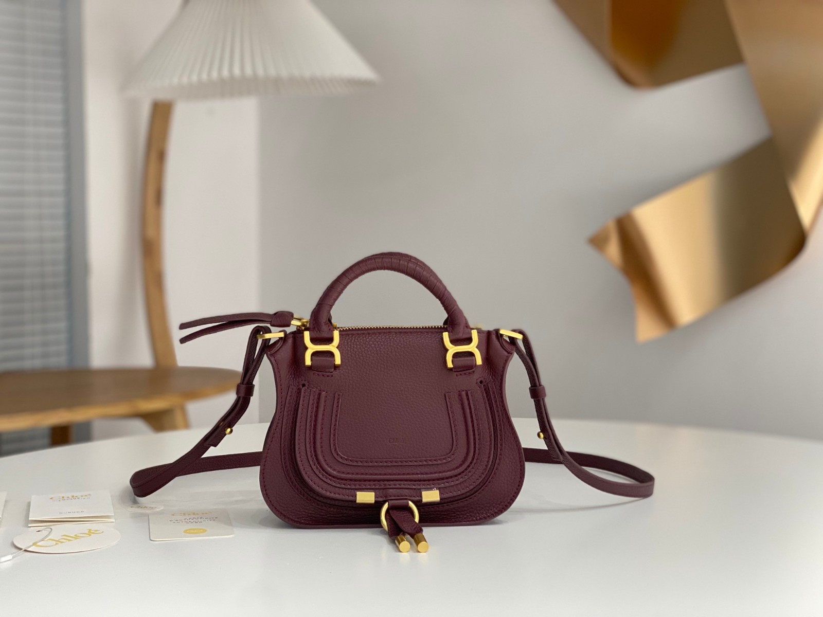 グレインレザー MARCIE ミニバッグ クロエ バッグ スーパーコピー ワイン
