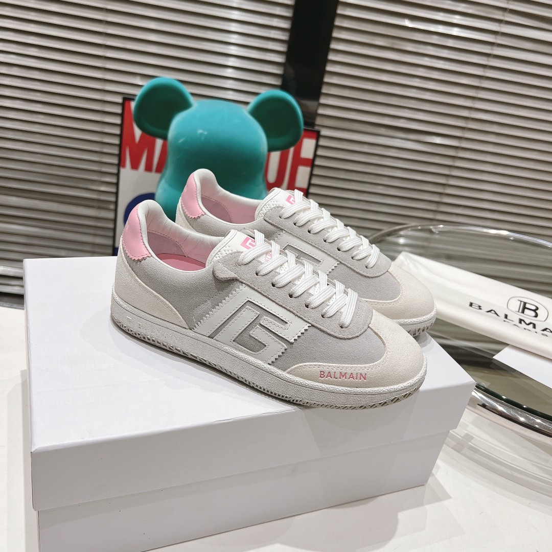 バルマン スニーカー スーパーコピー Balmain Swan レザー＆スエード スニーカー 
