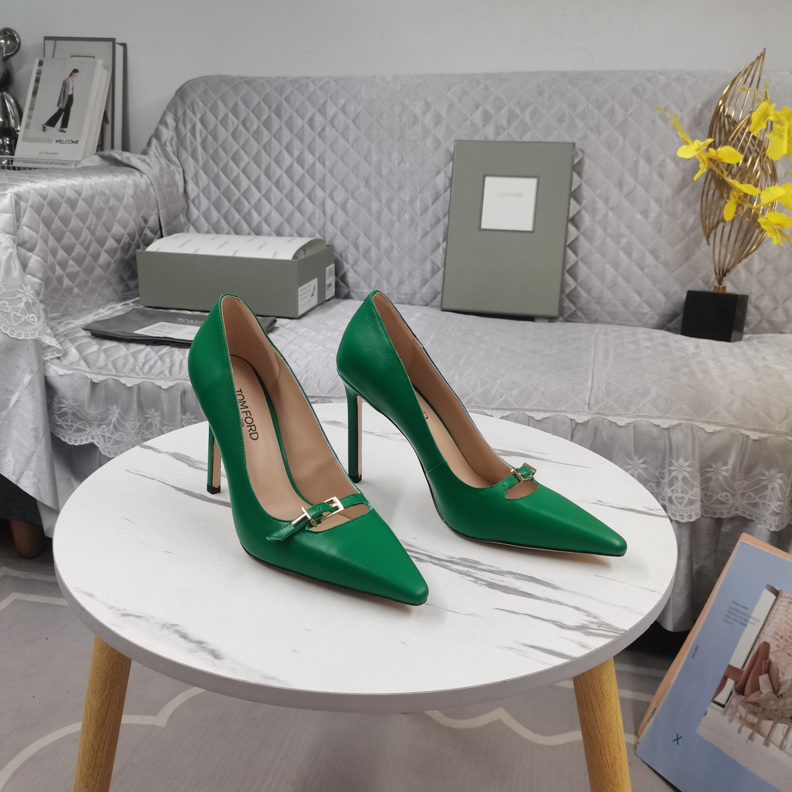 洗練された Angelina レザーパンプス トムフォード パンプス コピー グリーン