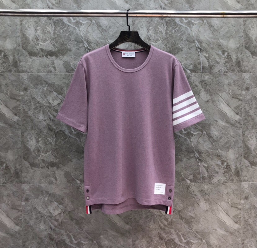 定番 カジュアル コットン 半袖Tシャツ トムブラウン Tシャツ コピー パープル