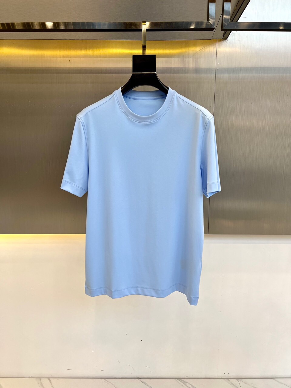 快適 冷感 クルーネック 半袖Tシャツ エルメネジルド・ゼニア Tシャツ コピー ライトブルー