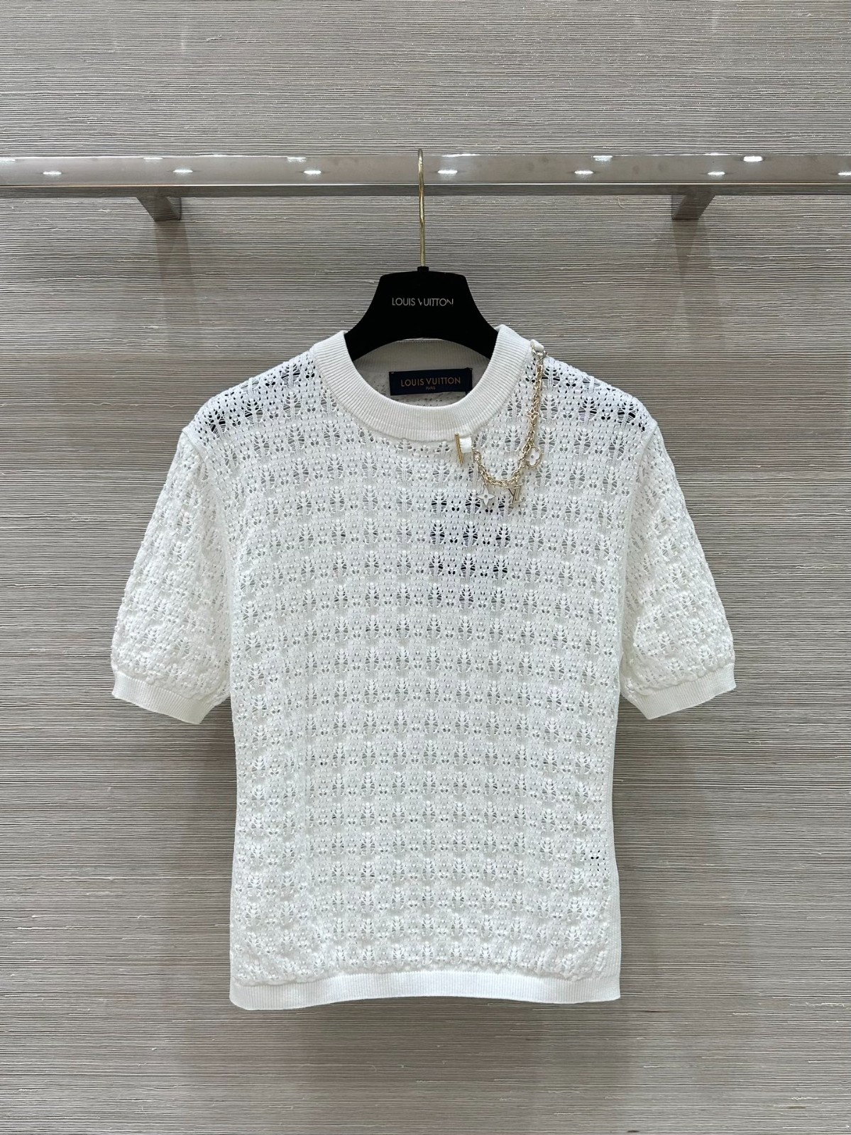レースニットチャームTシャツ ルイヴィトン Tシャツ コピー ホワイト