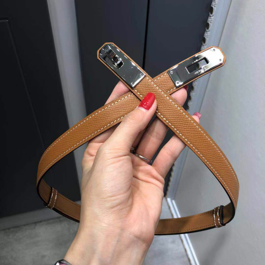 エルメス ベルト コピー レディース ケリーバックル スリムベルト ブラウン