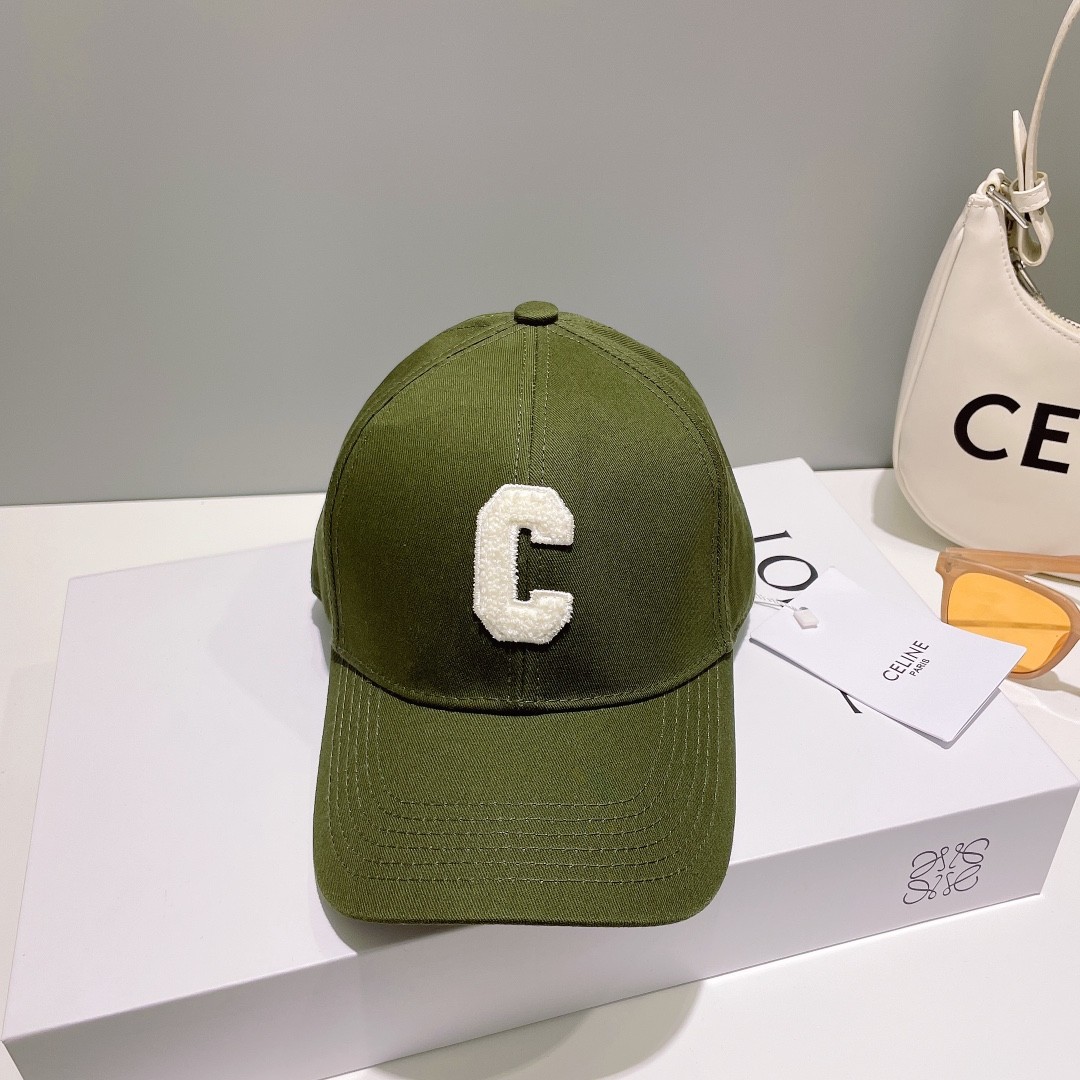 セリーヌ celine グリーンキャップ ユニセックス 人気 ベース セリーヌ celine グリーンキャップ ユニセックス 人気 ベース