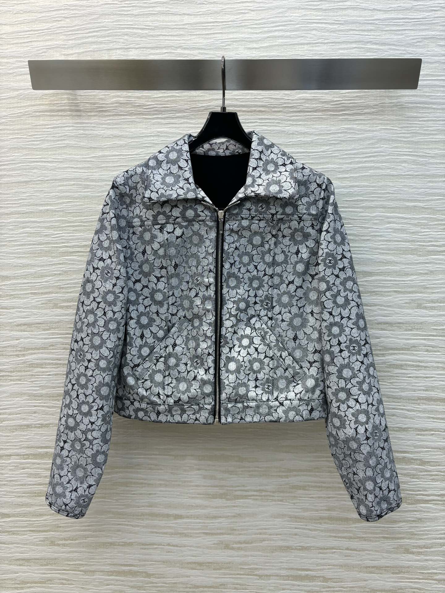 フラワー プリント デニムジャケット シャネル ジャケット  コピー ブルゾン