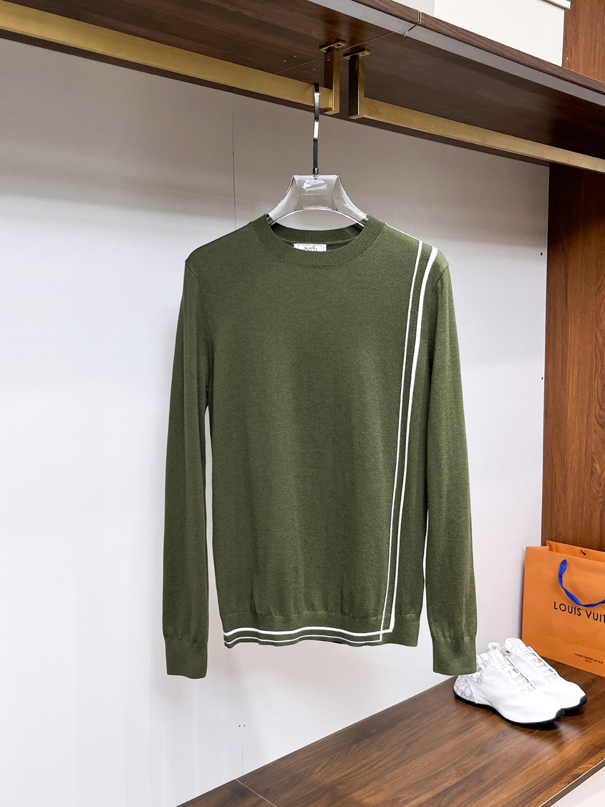 シンプル お洒落 グラフィックライン ニット エルメス セーター コピー グリーン