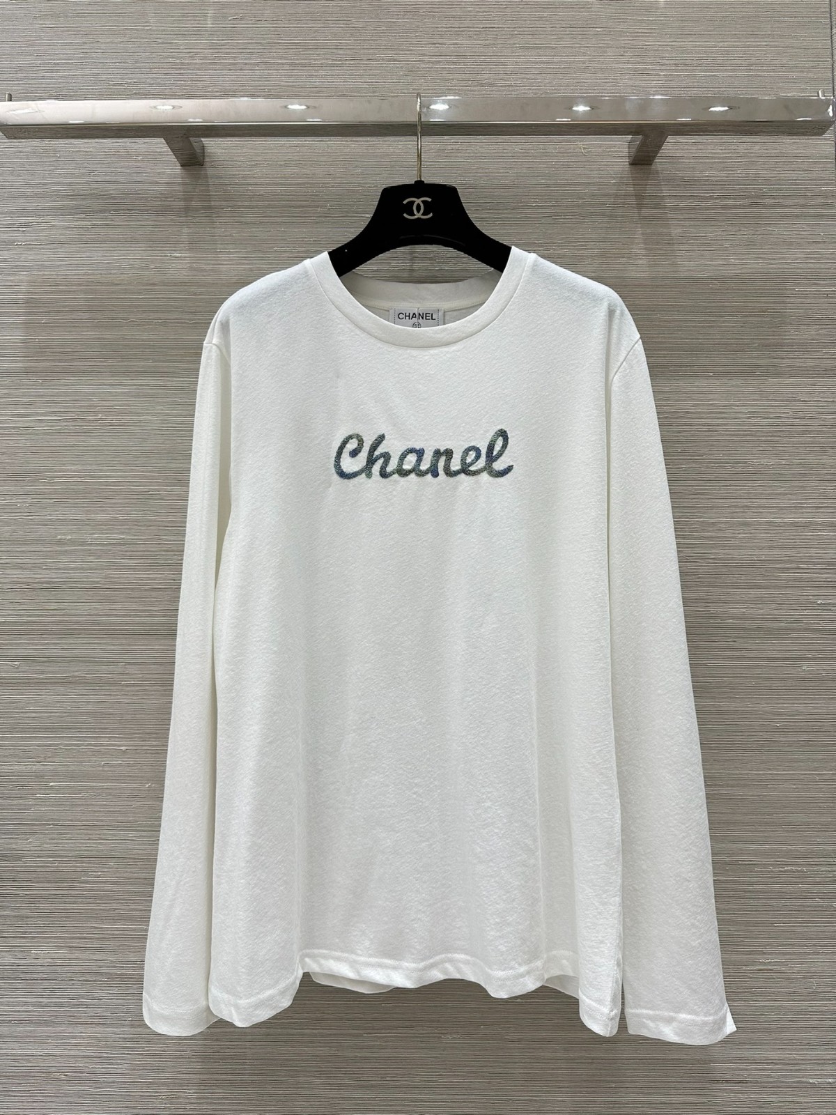 合わせやすい カジュアル コットン 長袖Tシャツ シャネル Tシャツ コピー ホワイト