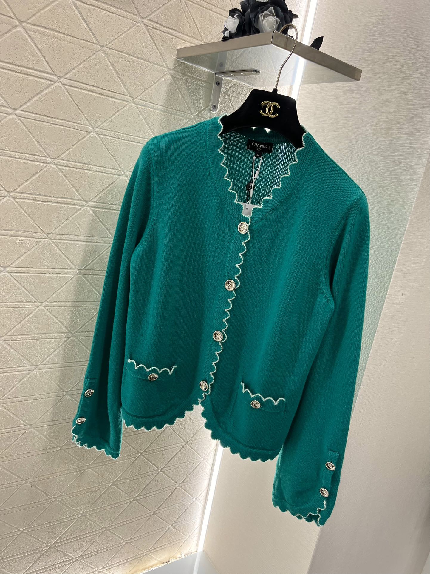 chanel セータースーパーコピー トップス Ｖかたち 薄い 秋服 ニット 柔らかい グリーン