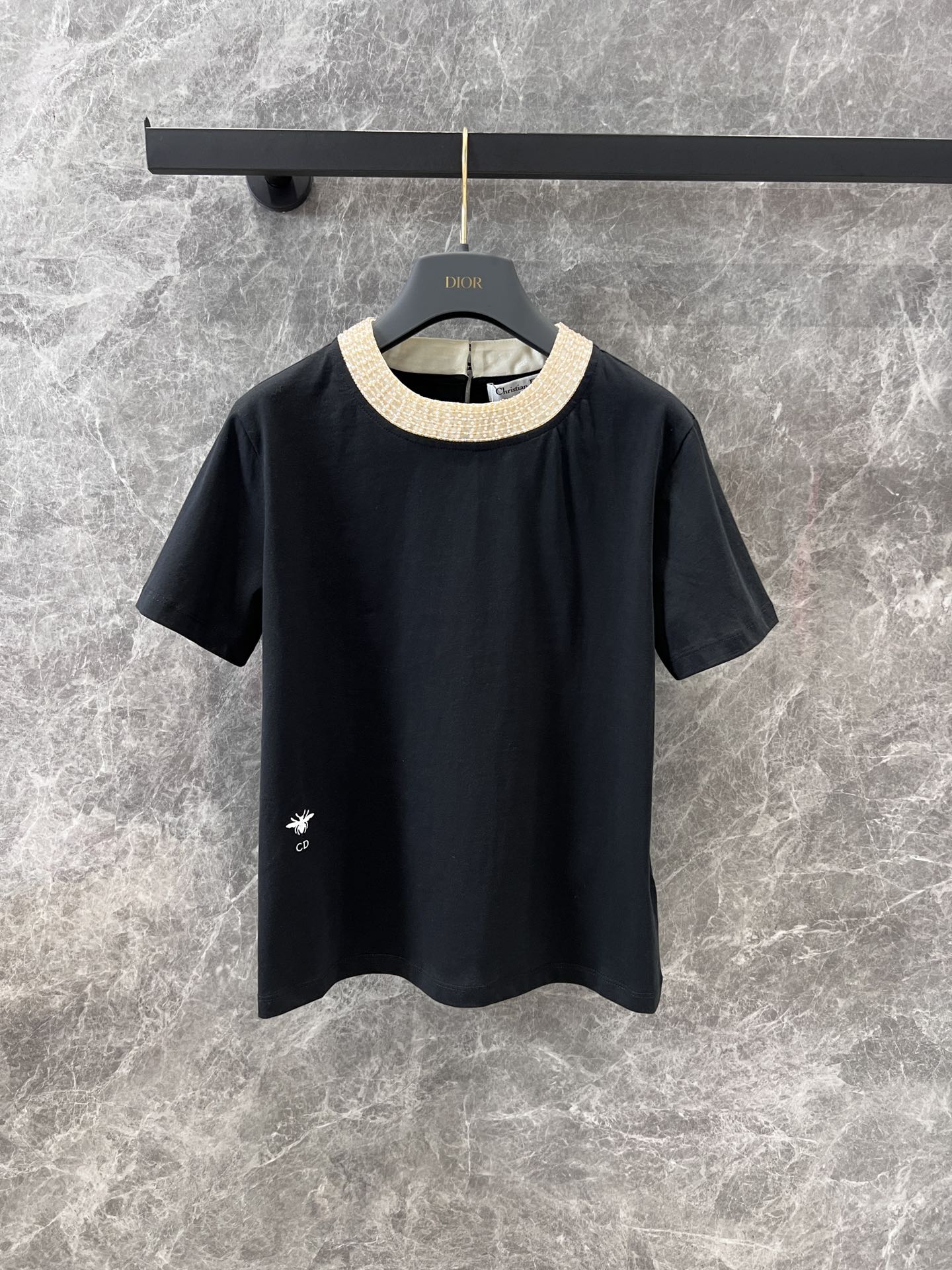 ディオールtシャツメルカリ偽物 トップス 半袖 純綿 ファッション 触り心地が良い ブラック
