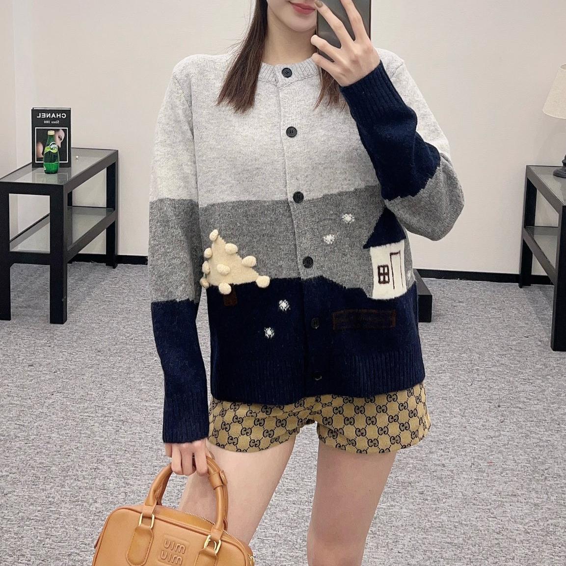 クルーネック ニットカーディガン ロエベ ニット コピー お洒落 可愛い