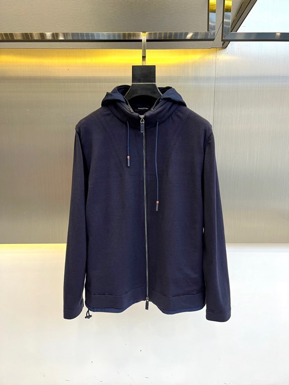 隠しフード付き カシミヤ混 ブルゾン エルメネジルド・ゼニア ジャケット コピー ネイビー